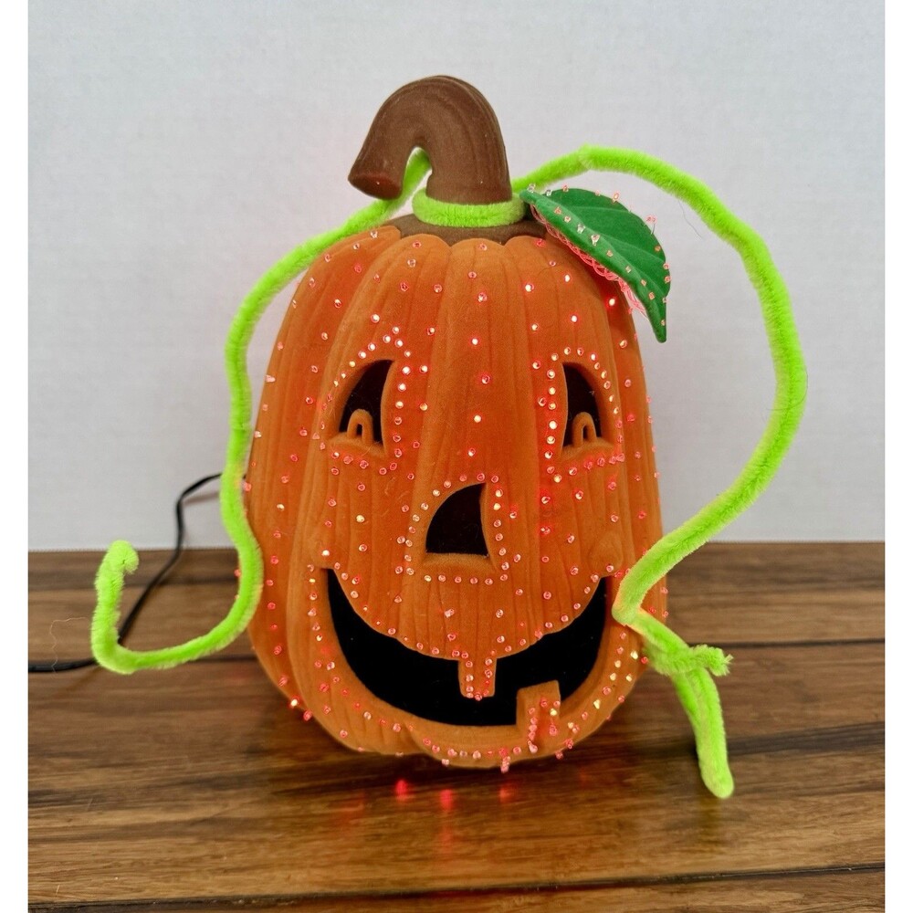 Avon 2002 Fiber Optic Pumpkin Jack O Lantern 10 Works Lights Up Halloween